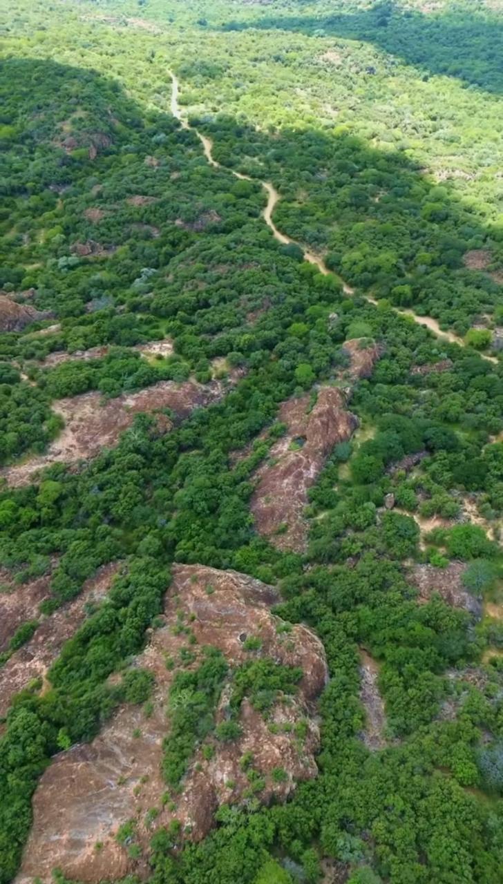Rocky ridges and green bushveld around Awelani viewed from above